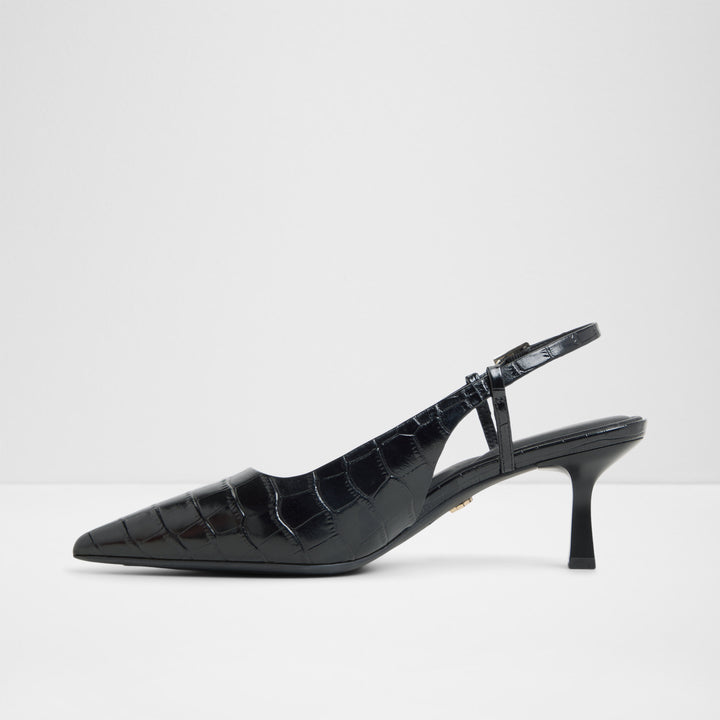 Sapatos em pele preto, salto fino - ADAN