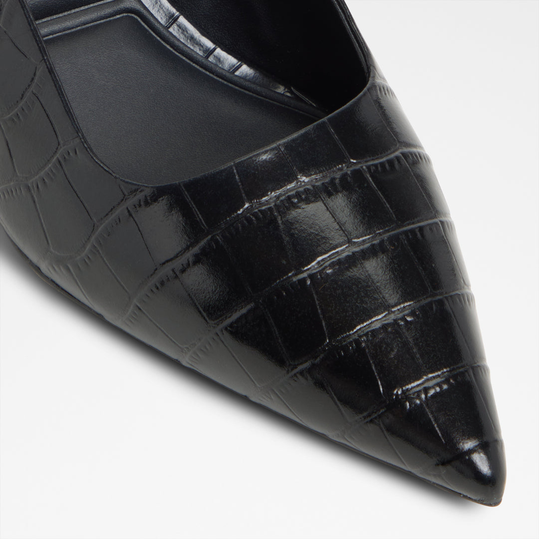 Sapatos em pele preto, salto fino - ADAN