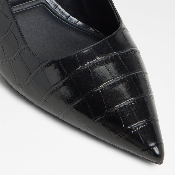 Sapatos em pele preto, salto fino - ADAN