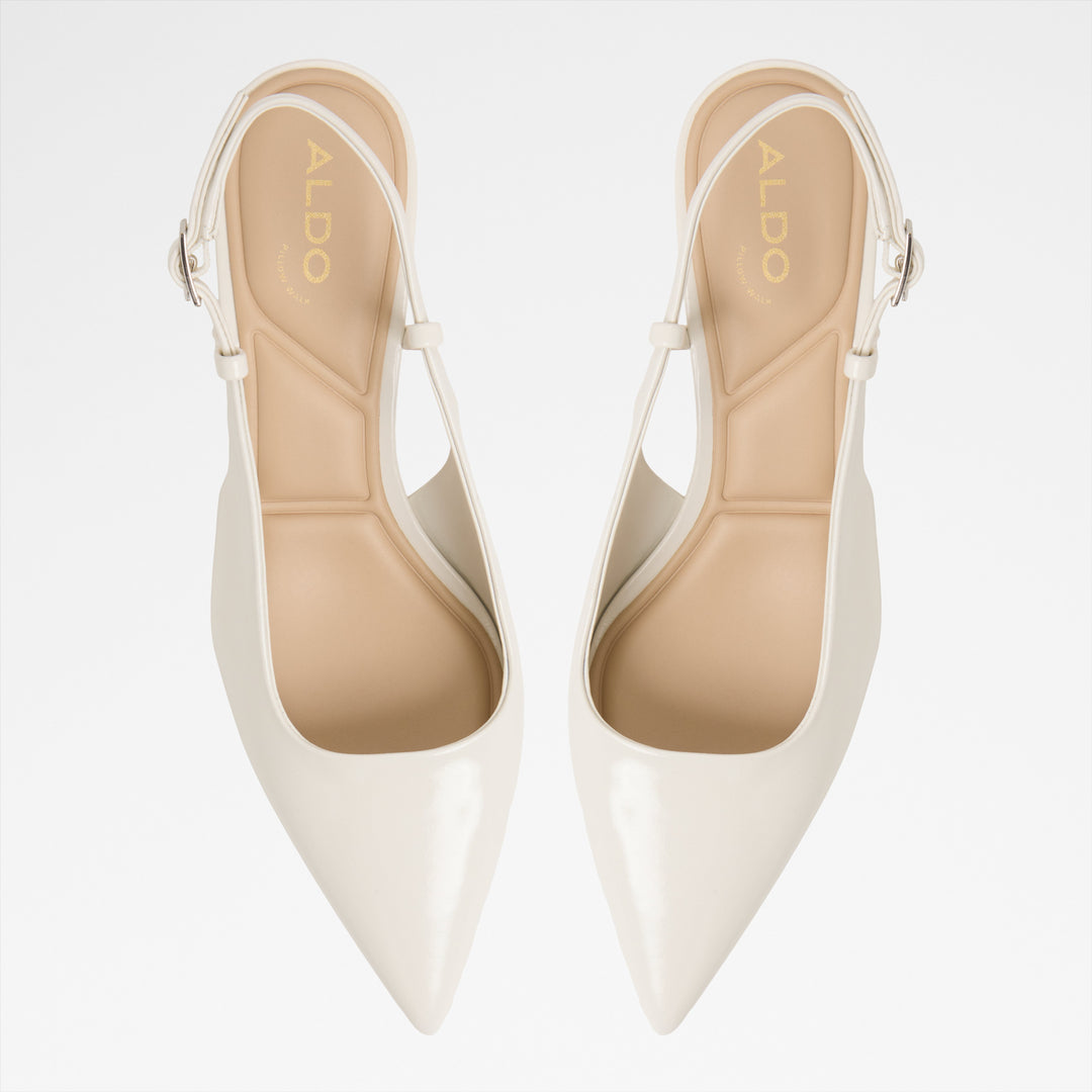 Sapatos em pele branco, salto fino - ADAN