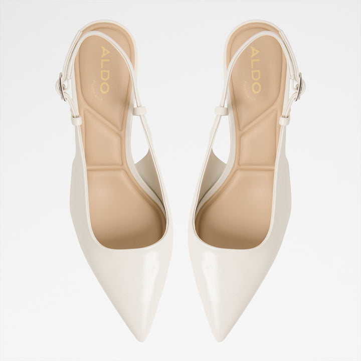 Sapatos em pele branco, salto fino - ADAN