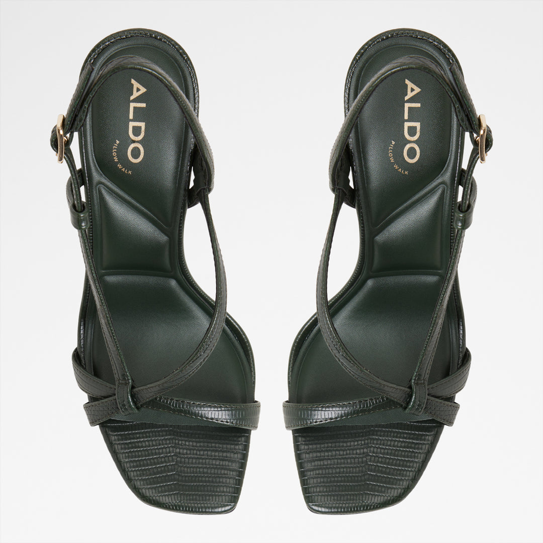 Sandálias em verde, salto em funil - AELARA