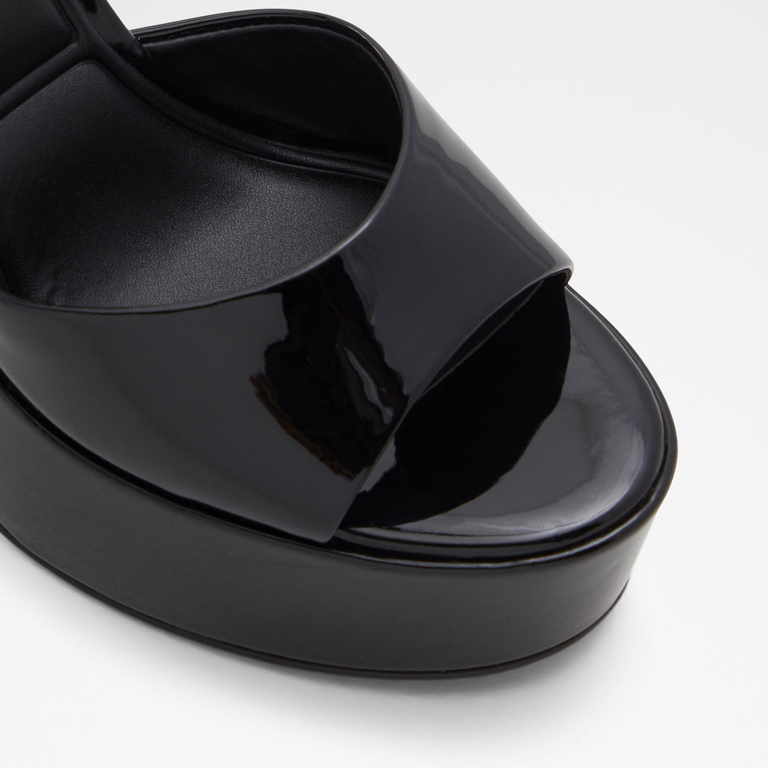 Sandálias em verniz preto, salto em bloco com plataforma - ANEISSA