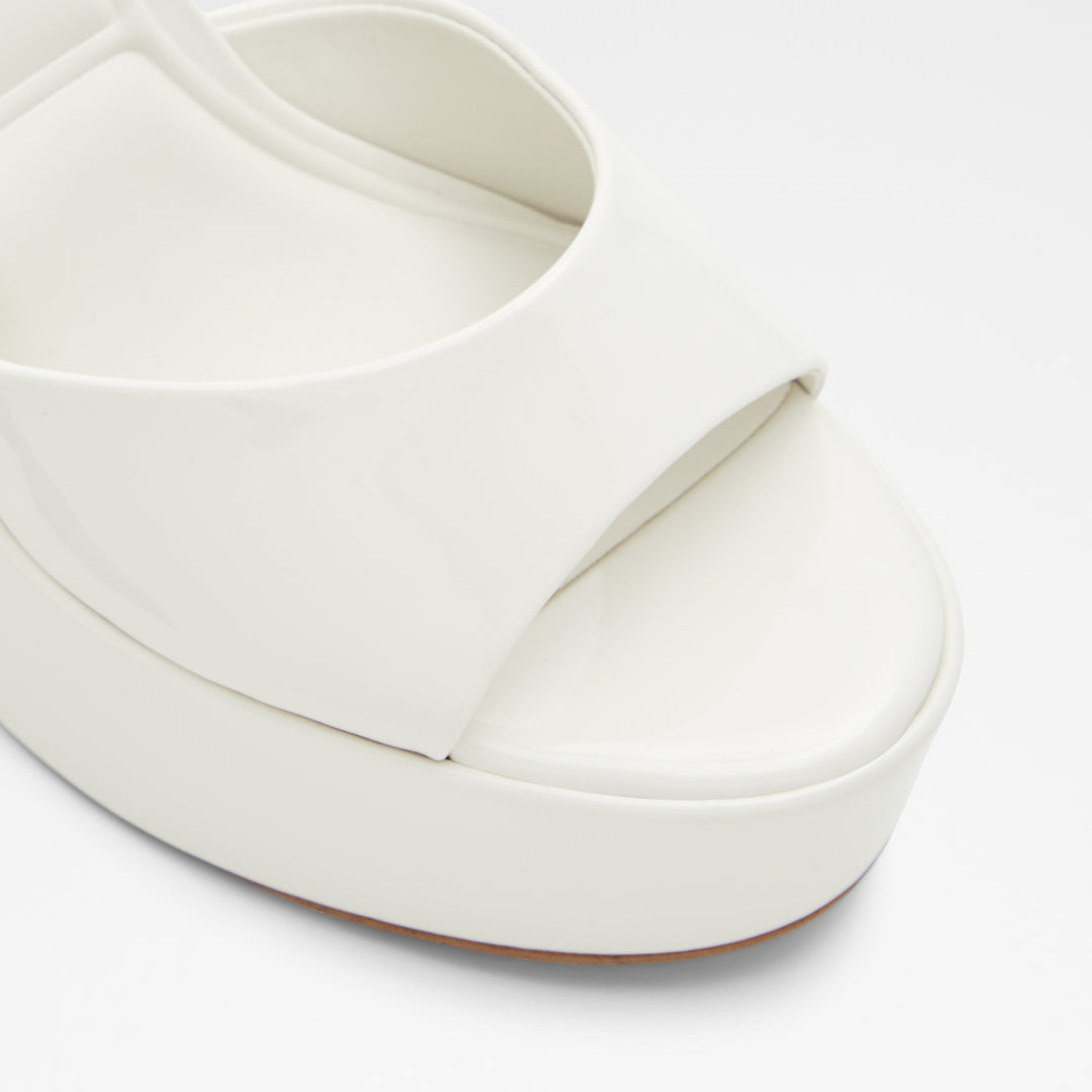 Sandálias em verniz branco, salto em bloco com plataforma - ANEISSA