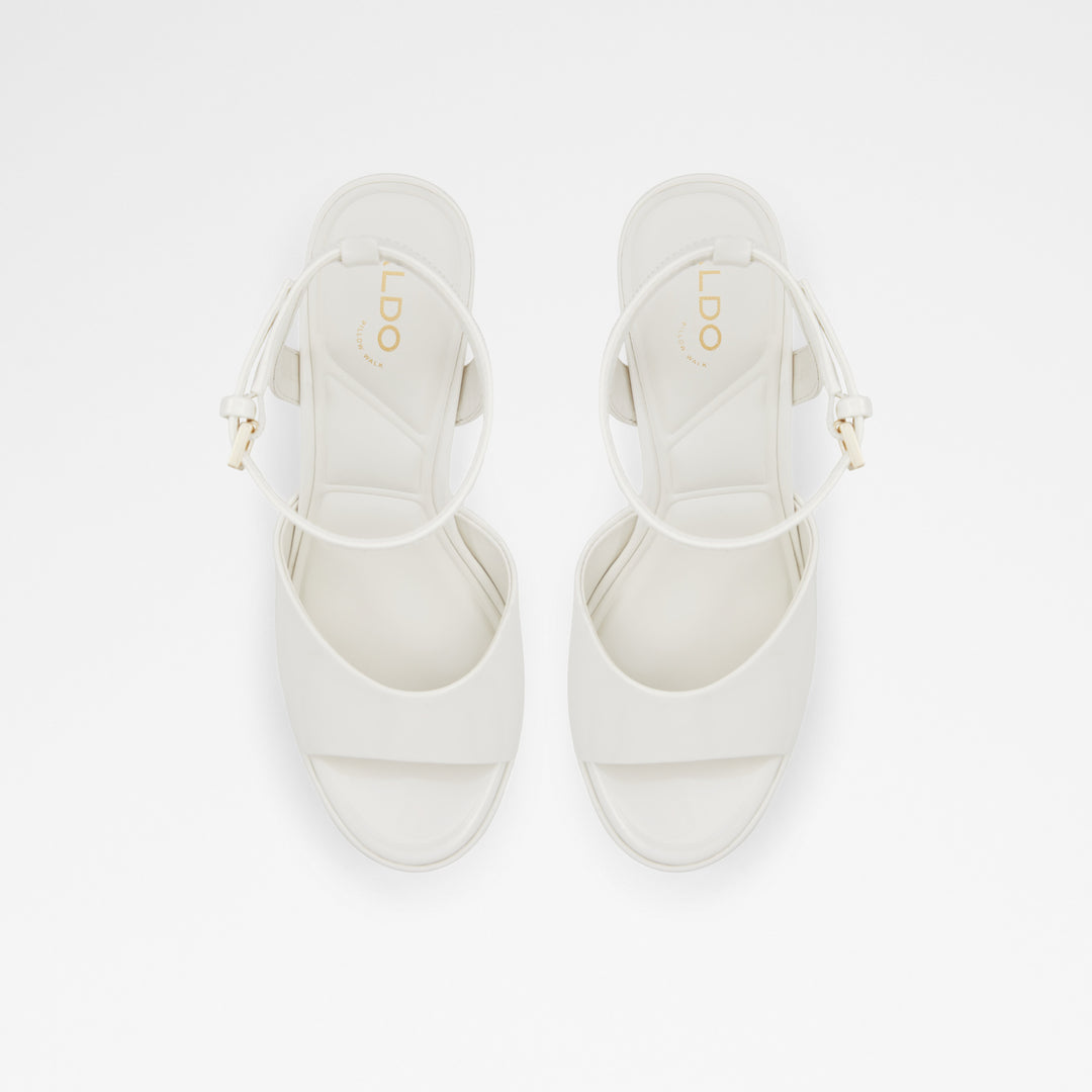 Sandálias em verniz branco, salto em bloco com plataforma - ANEISSA