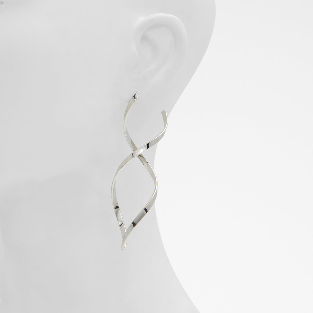 Brincos longos em prateado - ANNAH