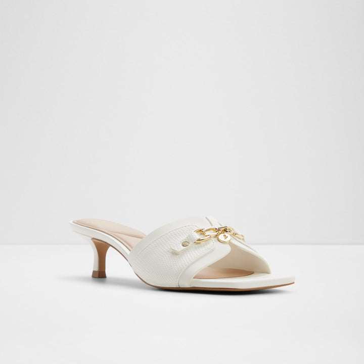 Mules em branco, salto fino - ANNAMASSI