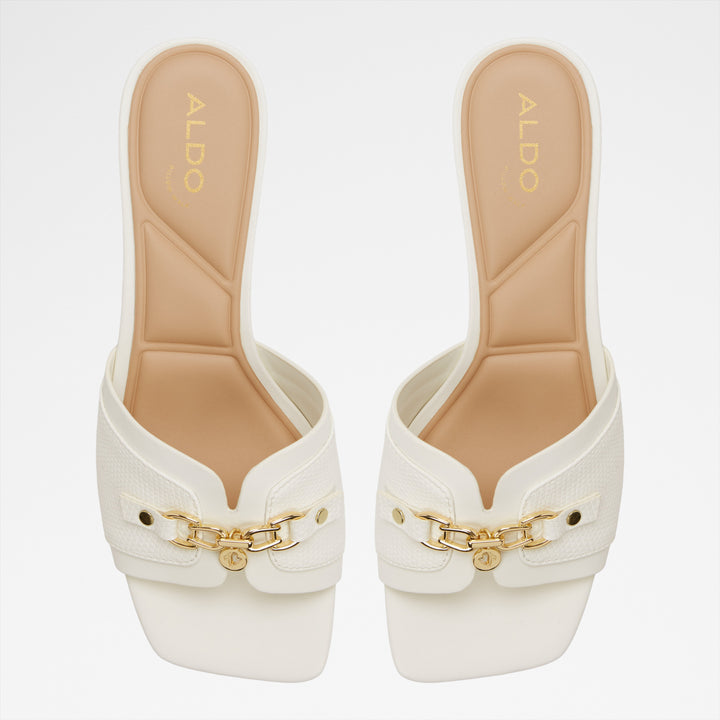 Mules em branco, salto fino - ANNAMASSI