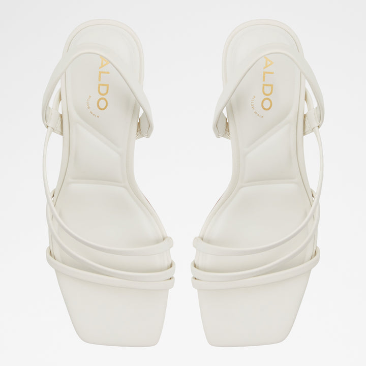 Sandálias em branco, salto em bloco - ATLANTICUS