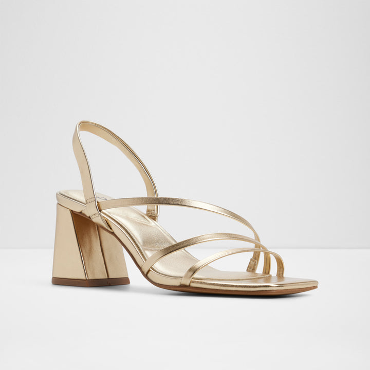 Sandálias em dourado, salto em bloco - ATLANTICUS