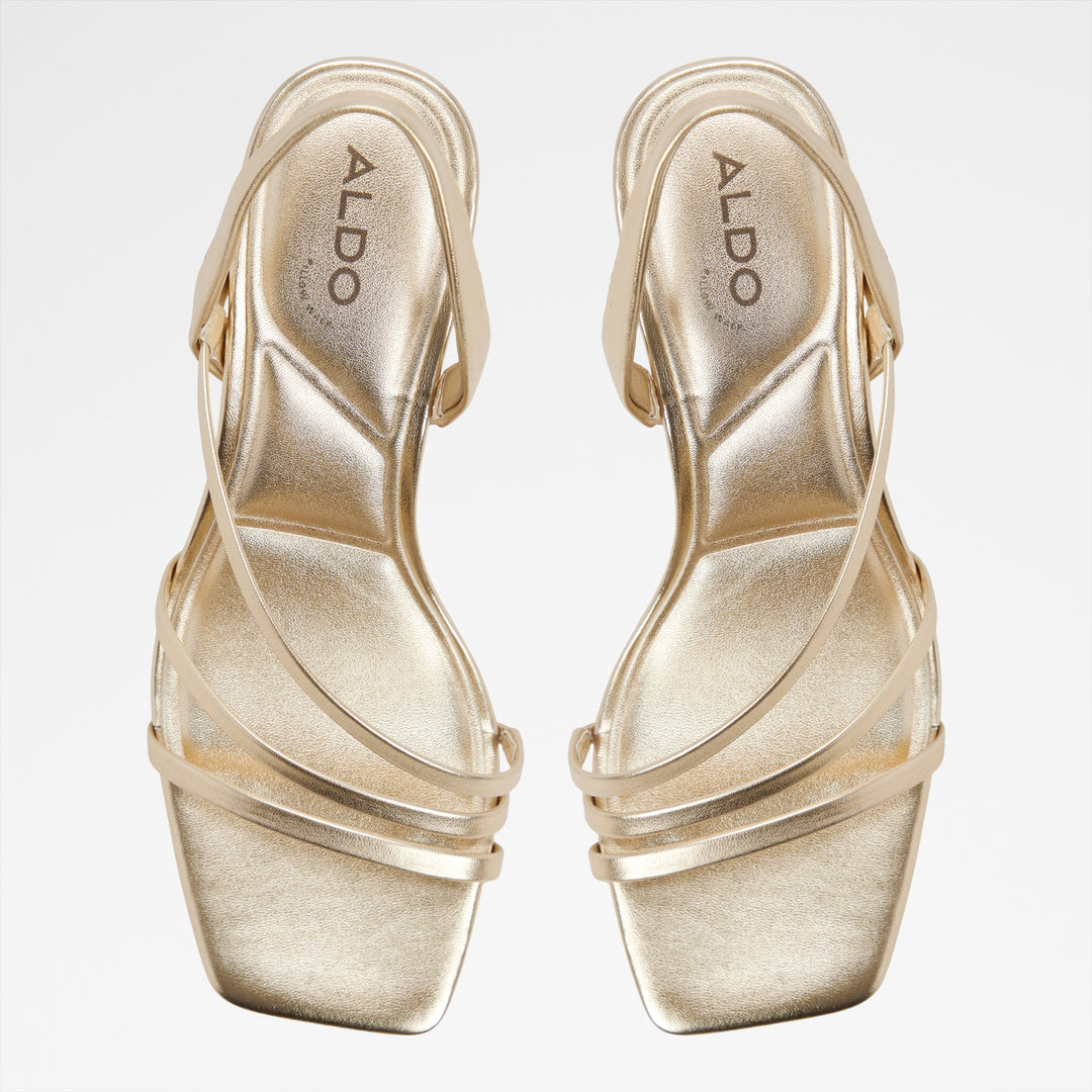 Sandálias em dourado, salto em bloco - ATLANTICUS