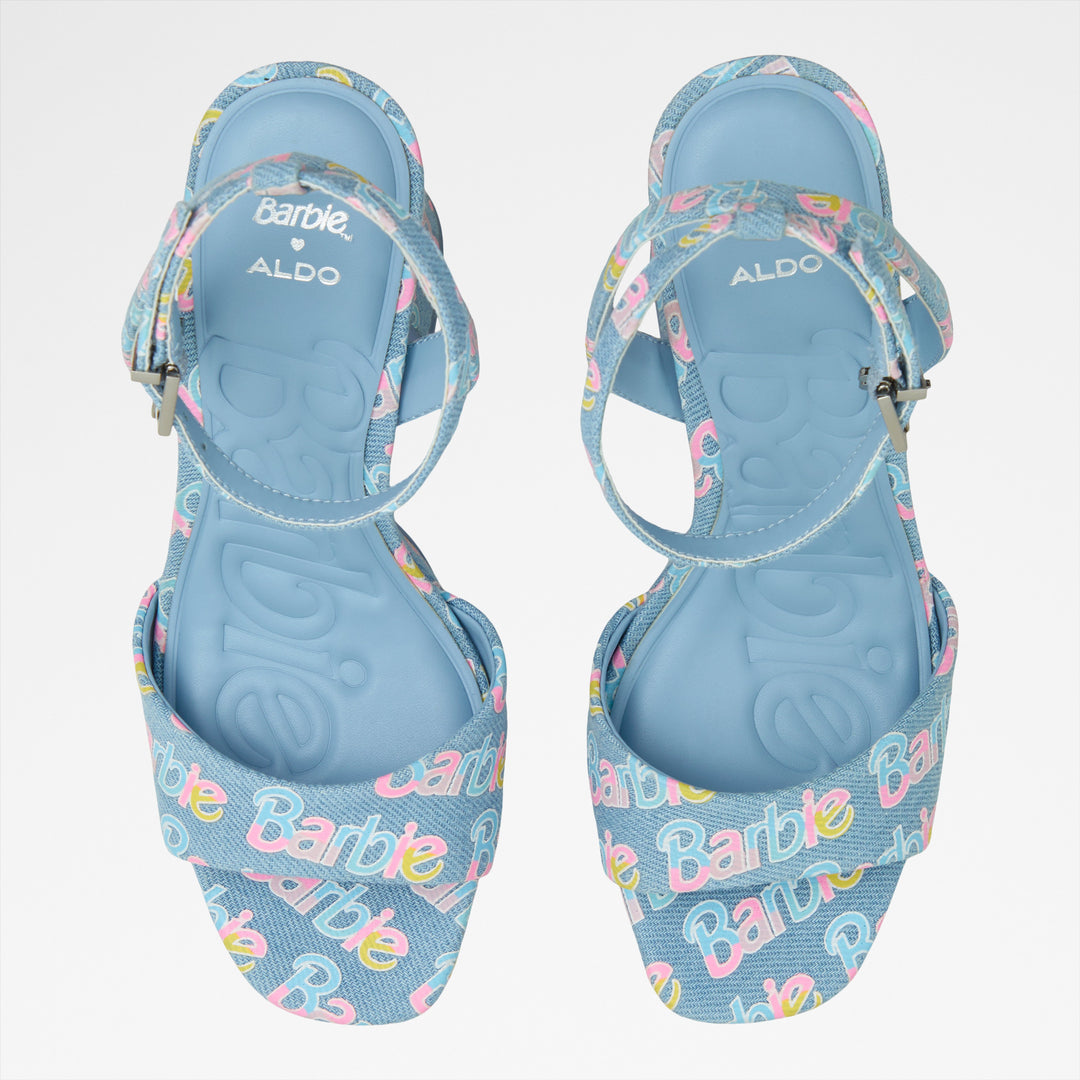 Sandálias em azul denim, salto em funil - BARBIEPARTY