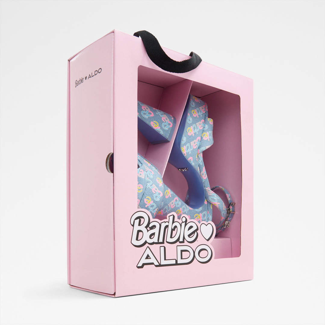 Sandálias em azul denim, salto em funil - BARBIEPARTY