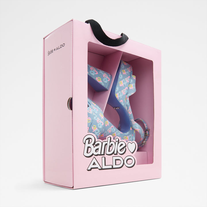 Sandálias em azul denim, salto em funil - BARBIEPARTY