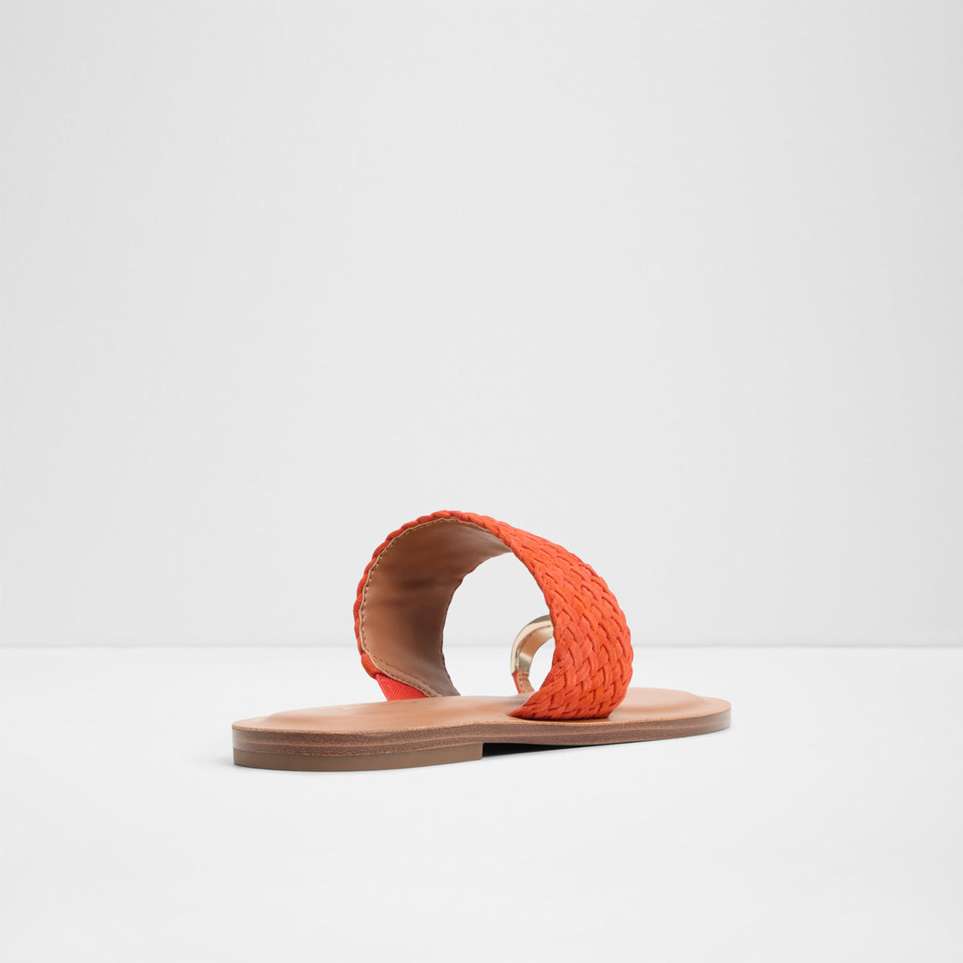 Sandálias rasas em pele laranja - BEACHWALK
