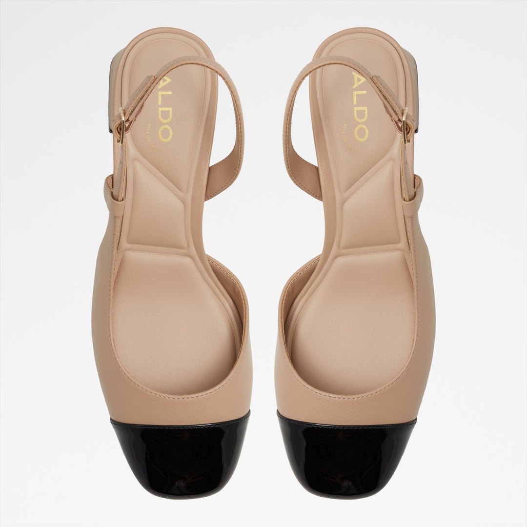 Sapatos em pele bege, salto em bloco - BIALLE