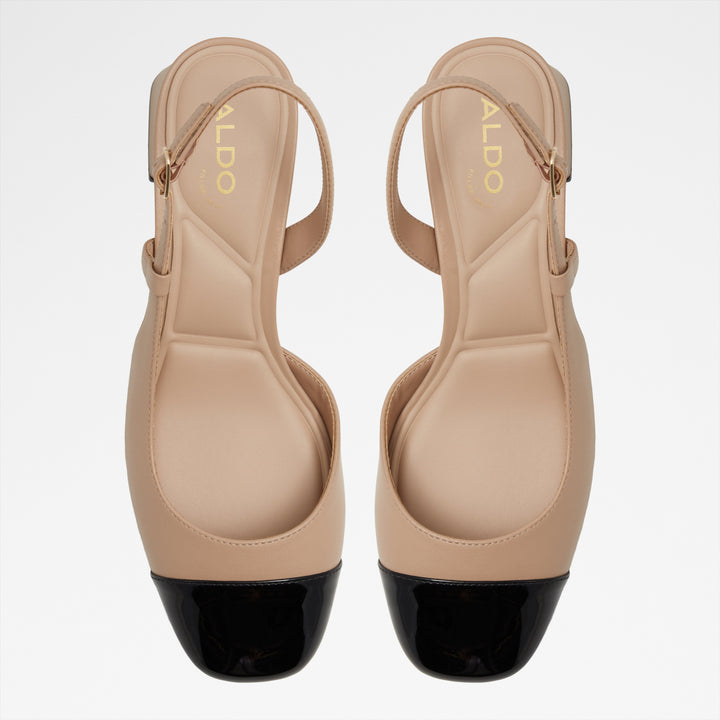 Sapatos em pele bege, salto em bloco - BIALLE