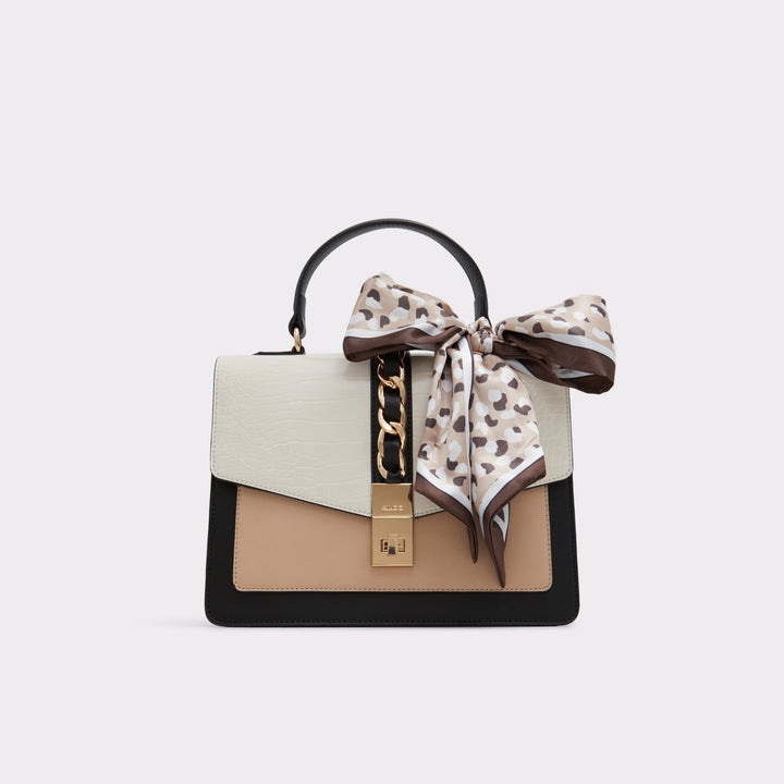 Bolsa Estruturada de Senhora ALDO Tricolor com Lenço Decorativo e Alça Tiracolo