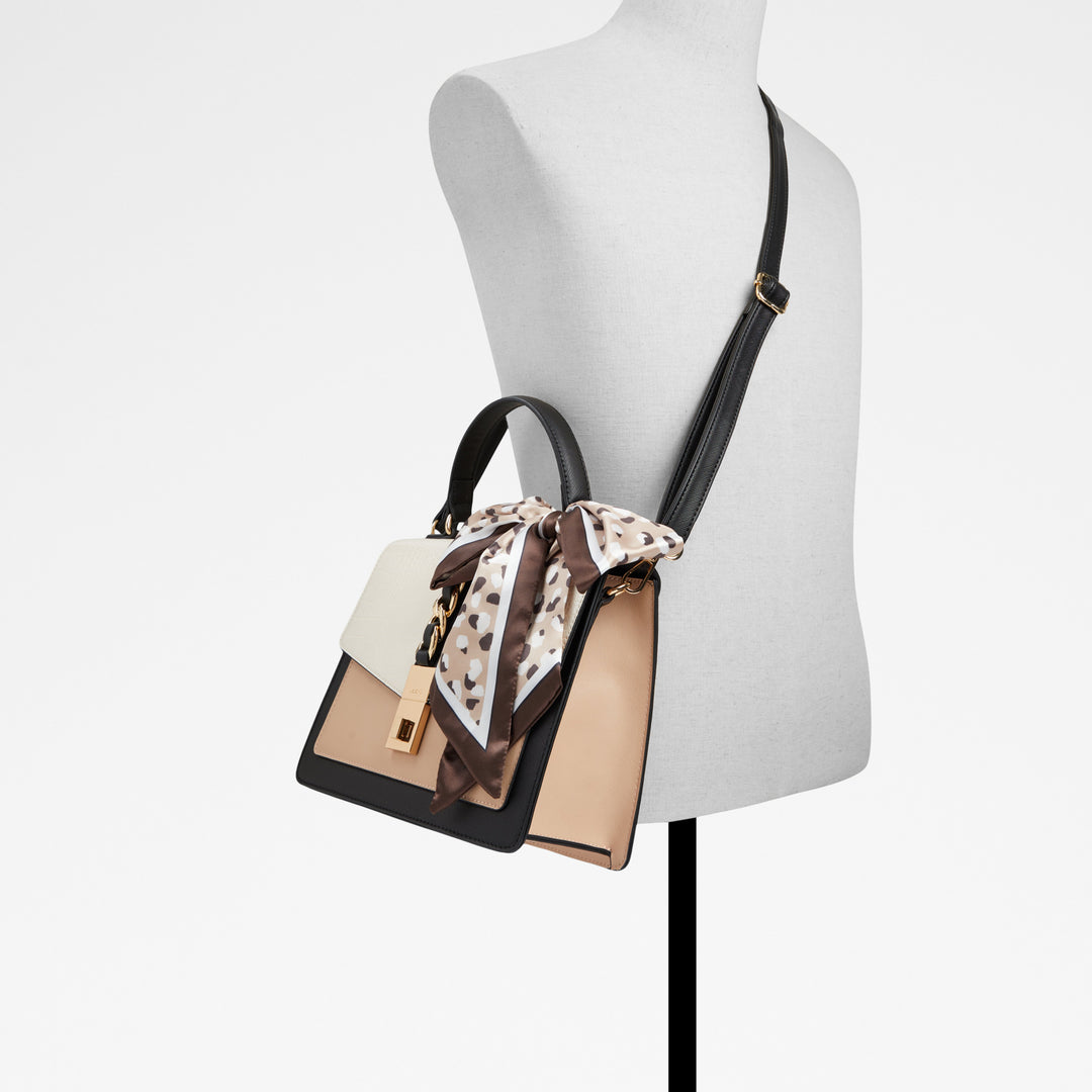 Bolsa Estruturada de Senhora ALDO Tricolor com Lenço Decorativo e Alça Tiracolo