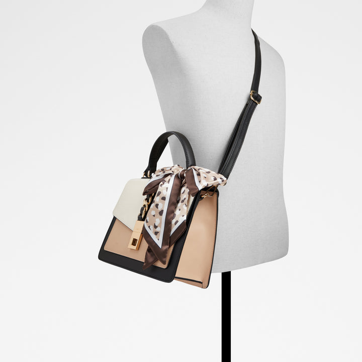 Bolsa Estruturada de Senhora ALDO Tricolor com Lenço Decorativo e Alça Tiracolo