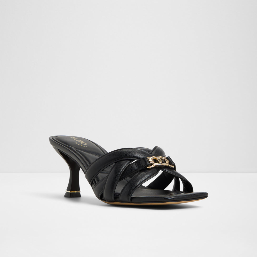 Sandálias em preto, salto em funil - CALYRA