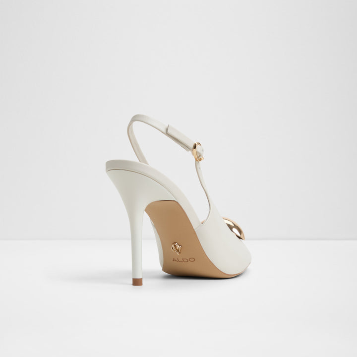 Sapatos em pele branco, salto fino - CAMBERLEY