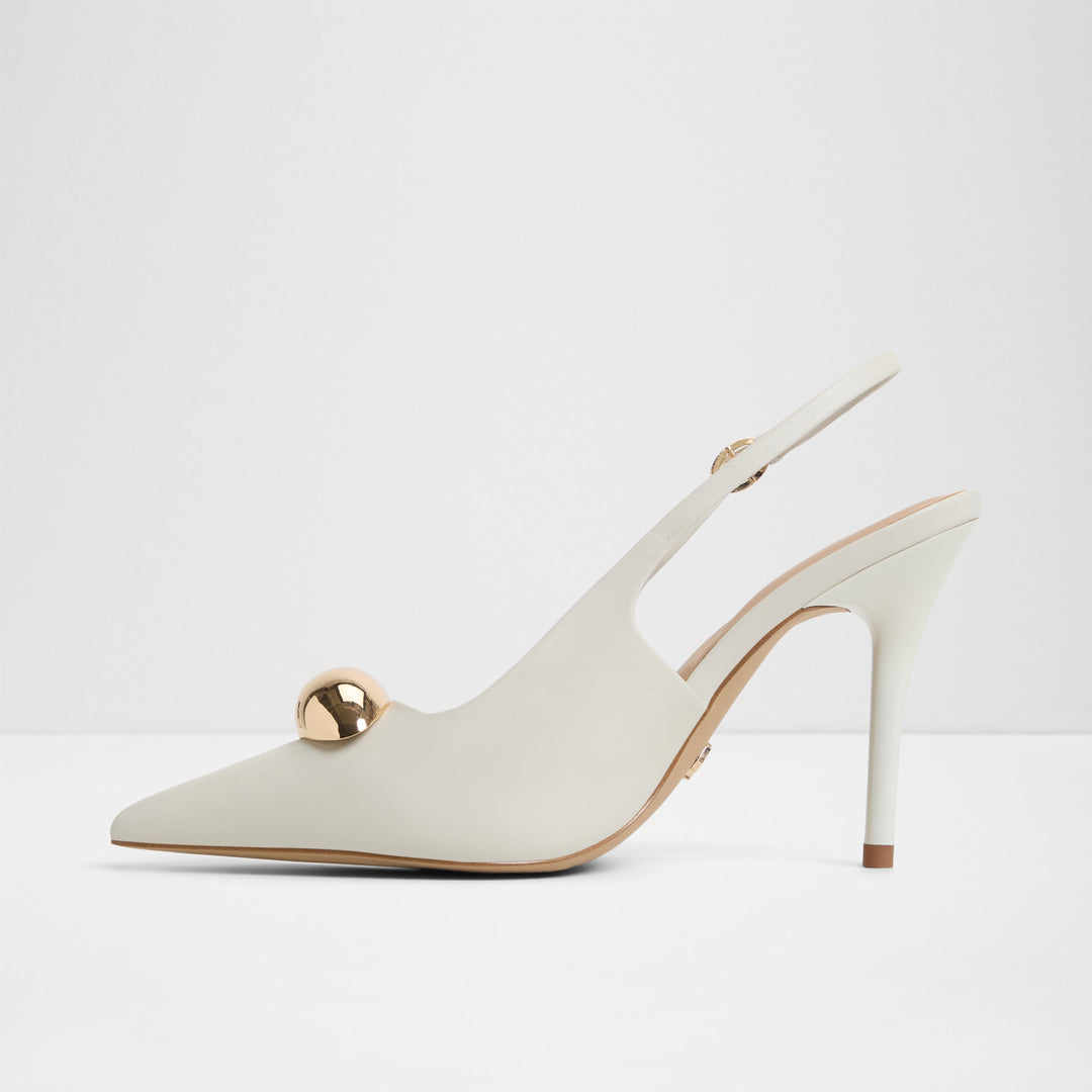 Sapatos em pele branco, salto fino - CAMBERLEY