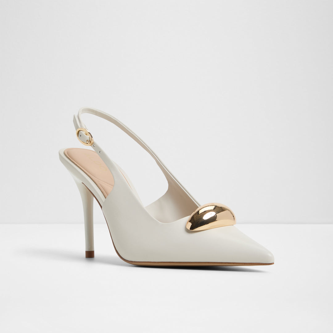 Sapatos em pele branco, salto fino - CAMBERLEY
