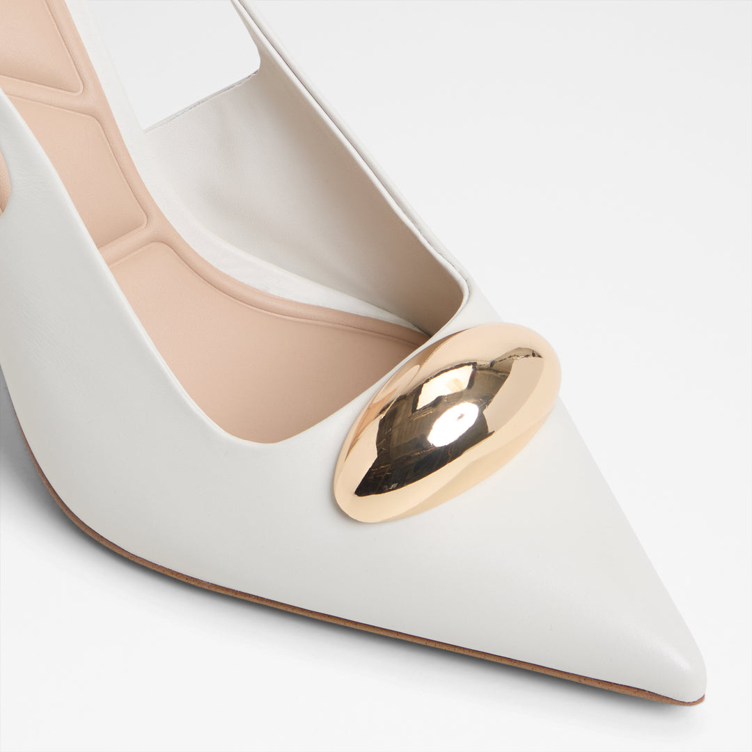 Sapatos em pele branco, salto fino - CAMBERLEY