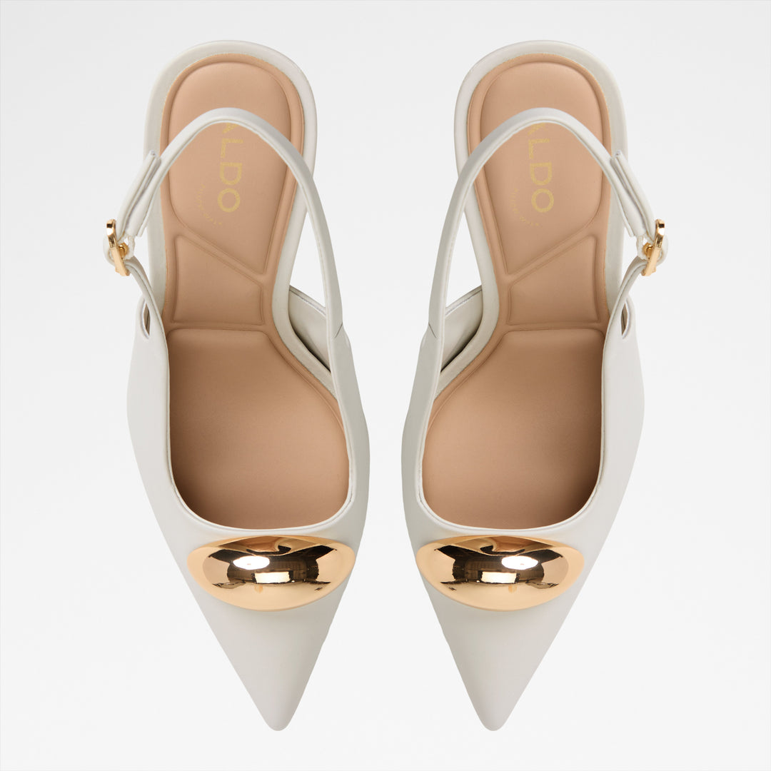 Sapatos em pele branco, salto fino - CAMBERLEY