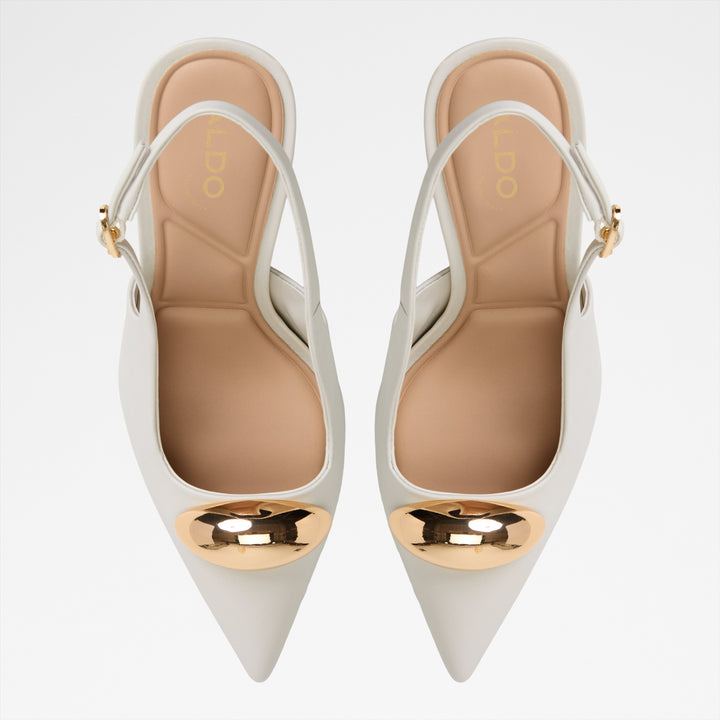 Sapatos em pele branco, salto fino - CAMBERLEY