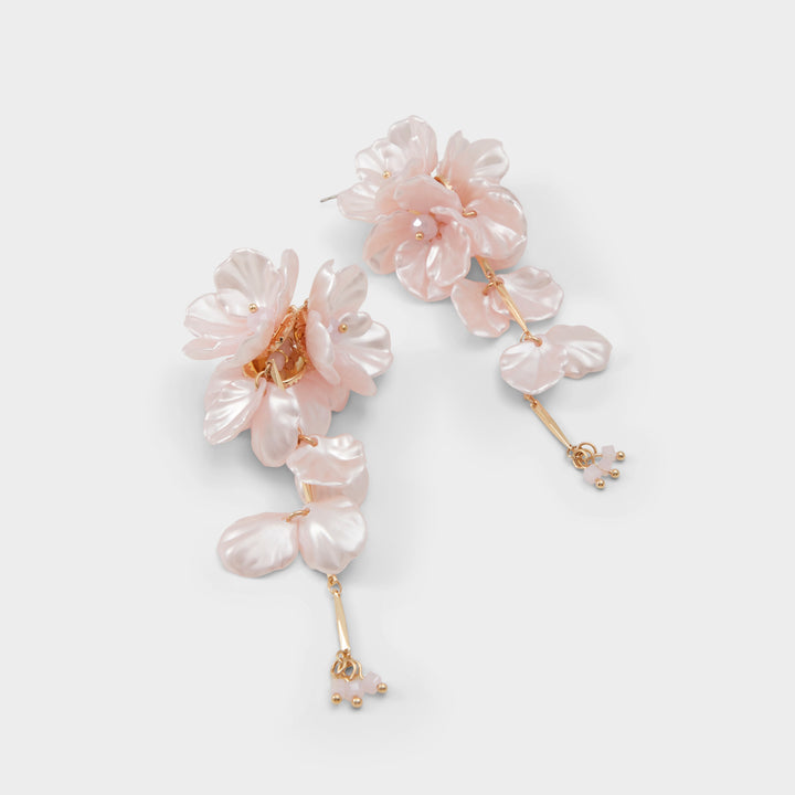 Brincos longos em rosa - CHICFLORAL