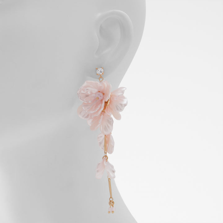 Brincos longos em rosa - CHICFLORAL