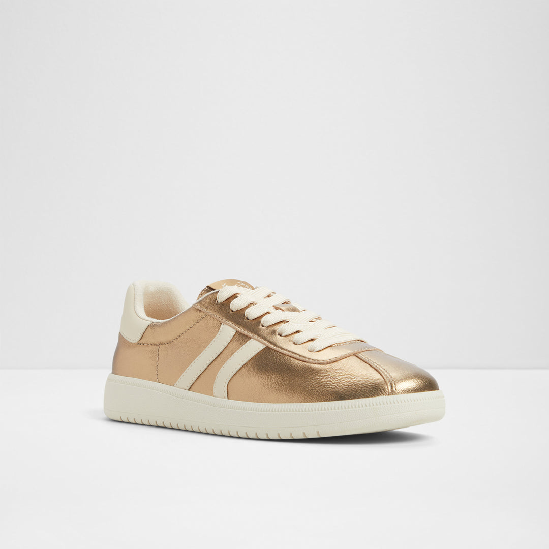 Sapatilhas rasas em pele dourado - CHICSNEAKER