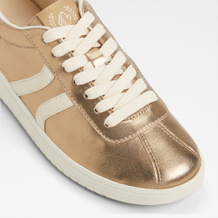 Sapatilhas rasas em pele dourado - CHICSNEAKER