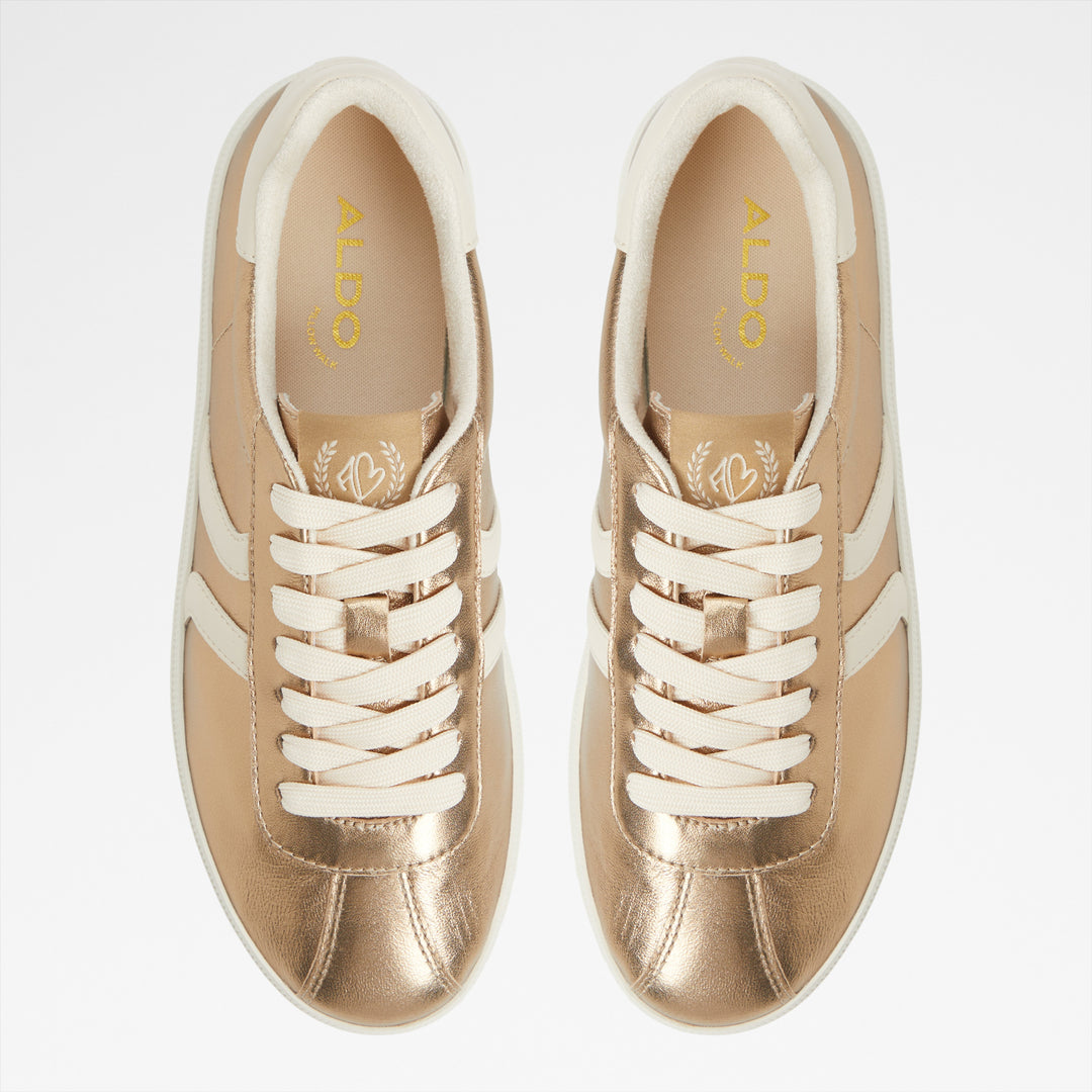 Sapatilhas rasas em pele dourado - CHICSNEAKER