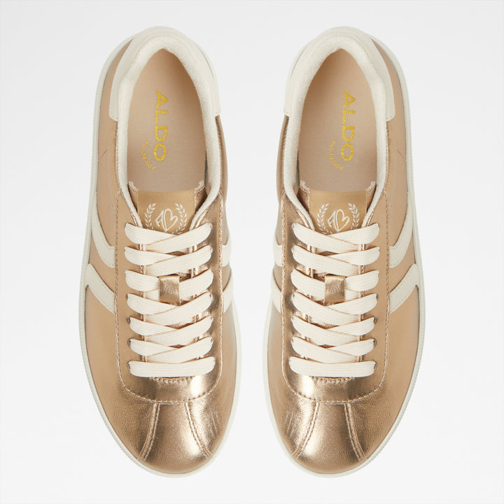 Sapatilhas rasas em pele dourado - CHICSNEAKER