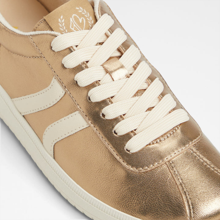 Sapatilhas rasas em pele dourado - CHICSNEAKER