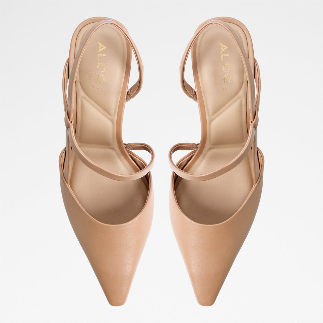 Sapatos em pele bege, salto em funil - CORDELA