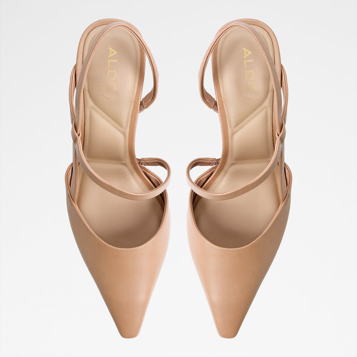 Sapatos em pele bege, salto em funil - CORDELA