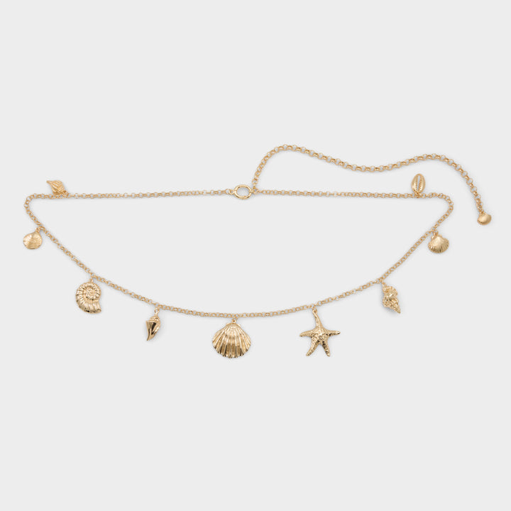 Colar Feminino ALDO Dourado Charms Marinhos Elegantes