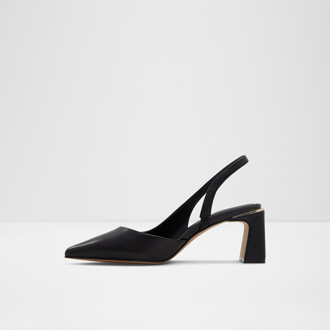 Sapatos em pele preto, salto em bloco - CRULLINA