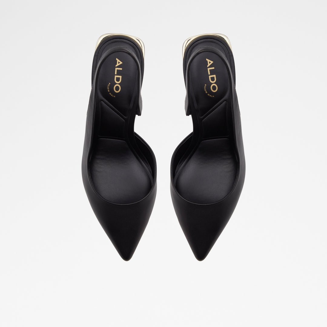 Sapatos em pele preto, salto em bloco - CRULLINA