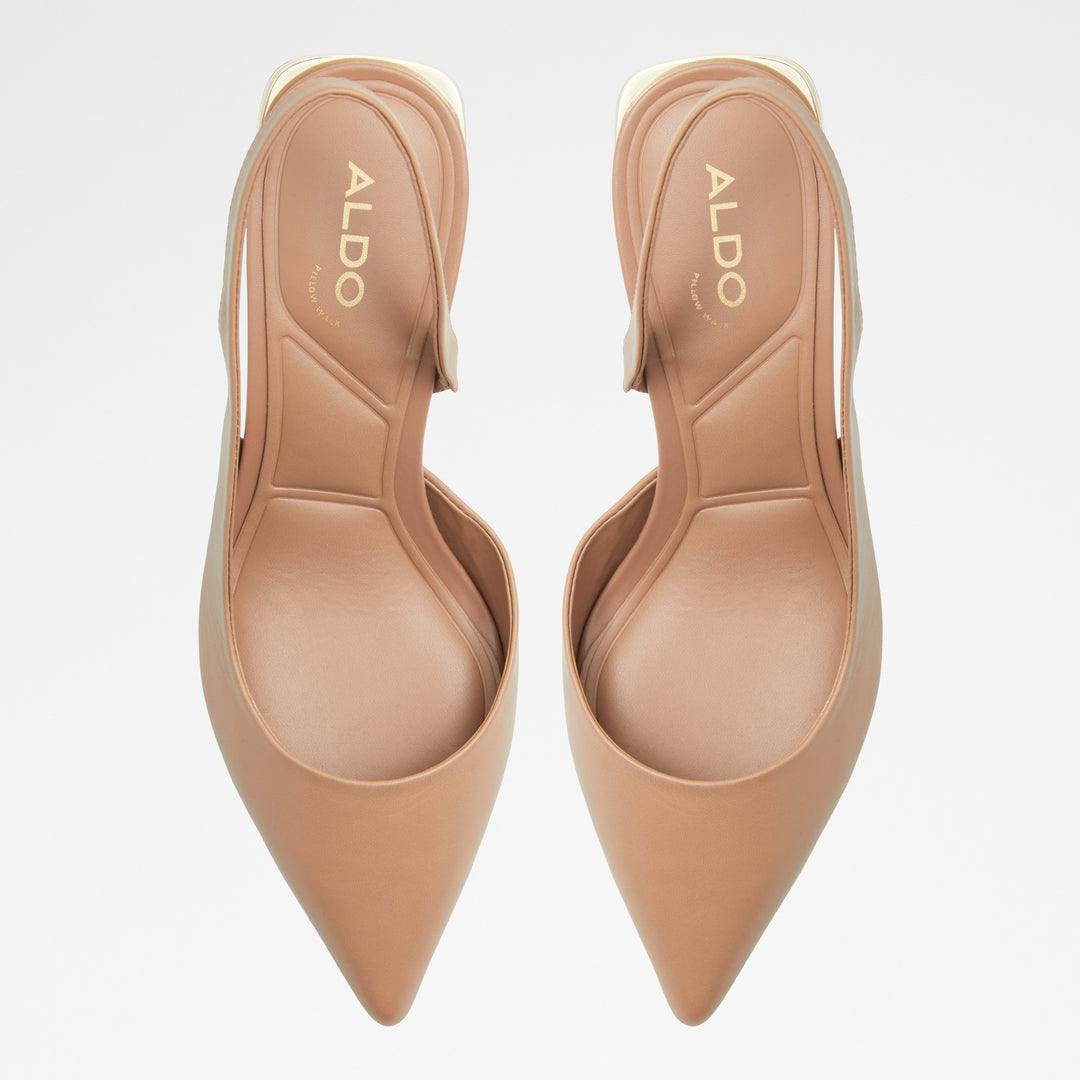 Sapatos em pele bege, salto em bloco - CRULLINA