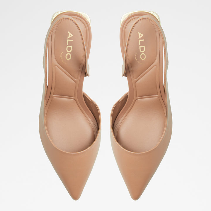 Sapatos em pele bege, salto em bloco - CRULLINA