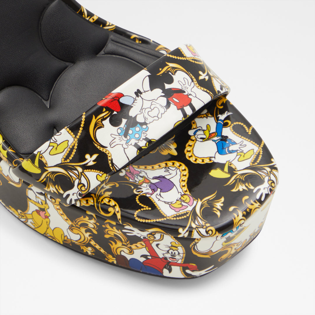 Sandálias em verniz preto, salto em bloco com plataforma - D100PLATFORM