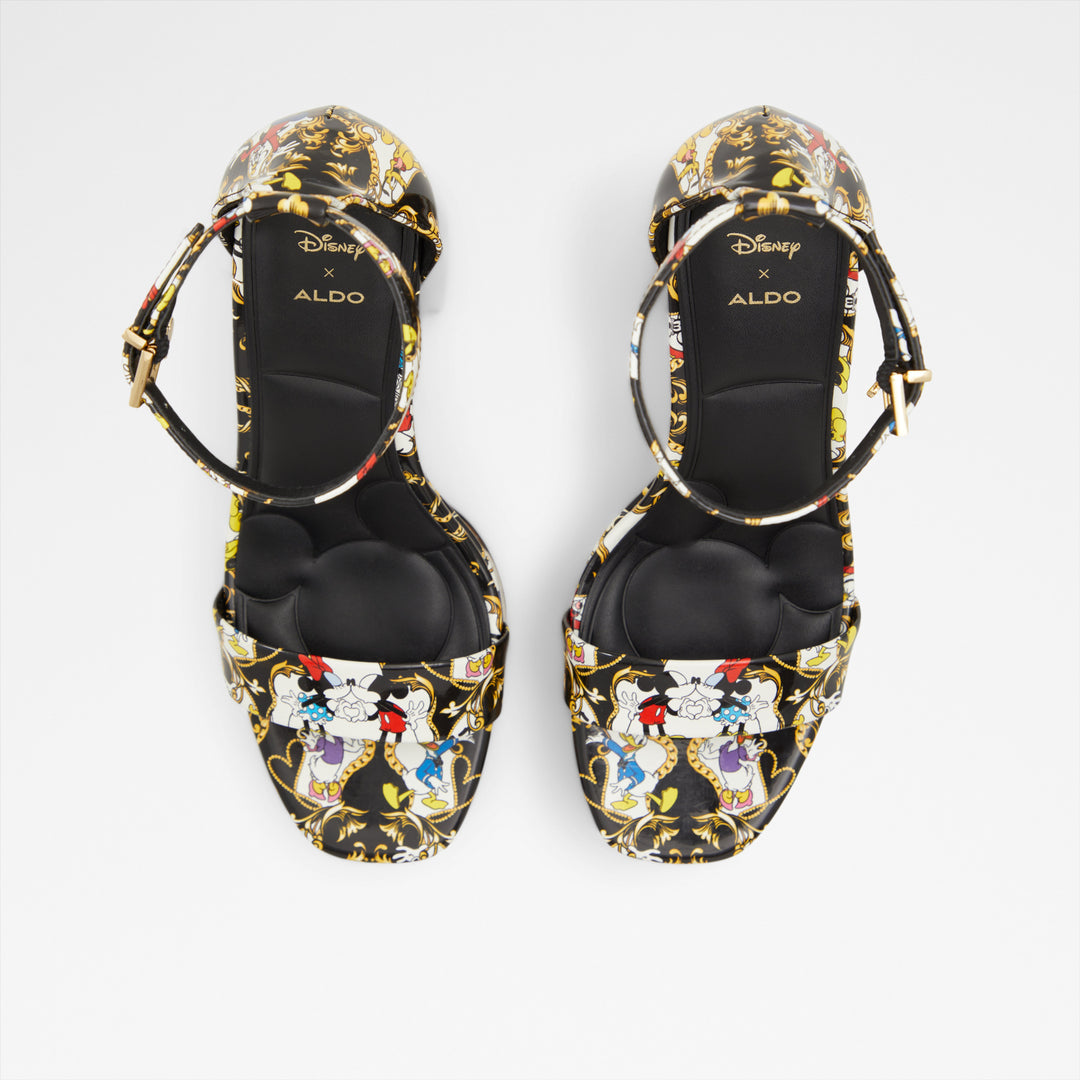 Sandálias em verniz preto, salto em bloco com plataforma - D100PLATFORM