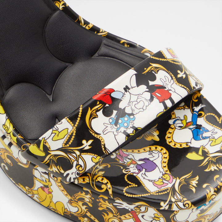 Sandálias em verniz preto, salto em bloco com plataforma - D100PLATFORM