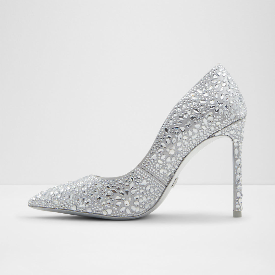 Sapatos em prateado, salto fino - D100PLSTESSY
