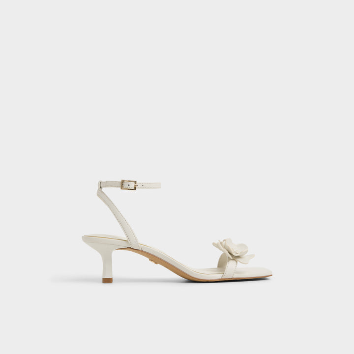 Sandálias em pele branco, salto em funil - DAISYROSE